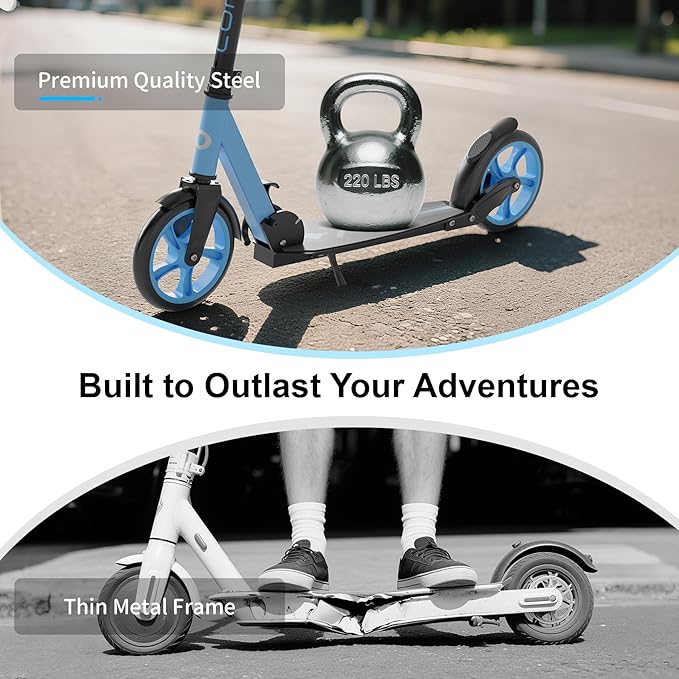 Kick Scooter for Kids 5-12, Teens, Foldable Lightweight Adult Scooter with 8 Inch Wheels, Max Load 240 LBS, Gift for Childs