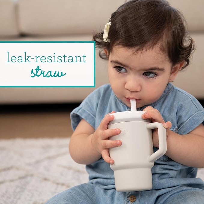 Infantino My 1st Tumbler, Silicone Sippy Cup with Straw & Handle, Spill-Resistant Baby Cup for On-the-Go, BPA-Free Transition Bottle