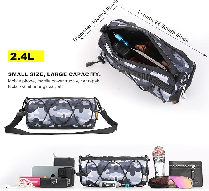Rhinowalk Bike Handlebar Bag, Bicycle Front Bag Shoulder Bag Storage Bag with Shoulder Strap for Road Mountain Bike Cycling Travel