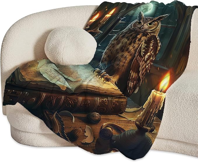 Owl Blanket Owls Gifts for Women Girls Book Throw Blanket Cozy Plush Fleece Flannel Lightweight Fuzzy Party Blankets for Bed Decor 80"X60"