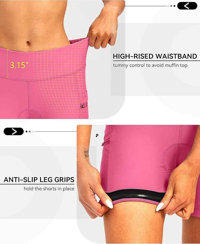 Women's 4D Padded Bike Shorts 5"/7" Riding Underwear Cycling Bicycle Road Biking Cycle Shorts for Women Zipper Pockets