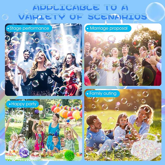 Bubble Machine Portable Bubble Maker for Kids with 2 Fans,Plug in or Battery Operated Bubble Blower,20000+ Bubbles Per Minute for Outdoor Wedding Birthday Halloween