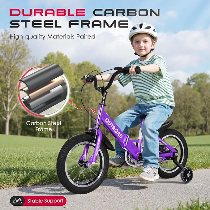 14/16/18 Inch Folding Kids Bike with Training Wheels, Gifts for Girl&Boy Age 3-10 Years, Toddler Bike with Dual Brakes for Beginners, Multi-Color
