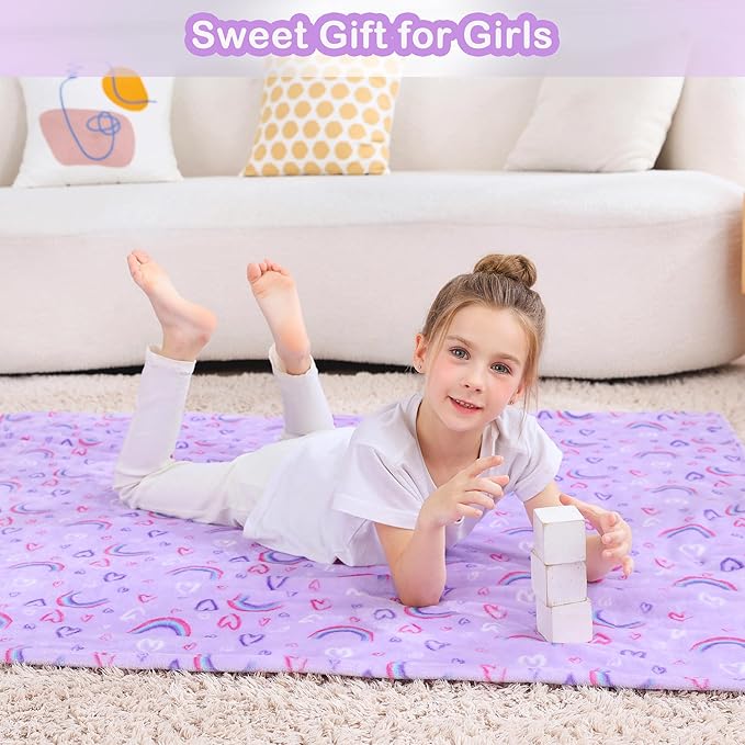Softan Rainbow Blanket for for Girls, Soft Cozy Flannel Kids Throw Blanket for Boys and Girls, Cute Kids Blanket for Sofa Couch Bed, Christmas Birthday Gift, 50x60 Inches