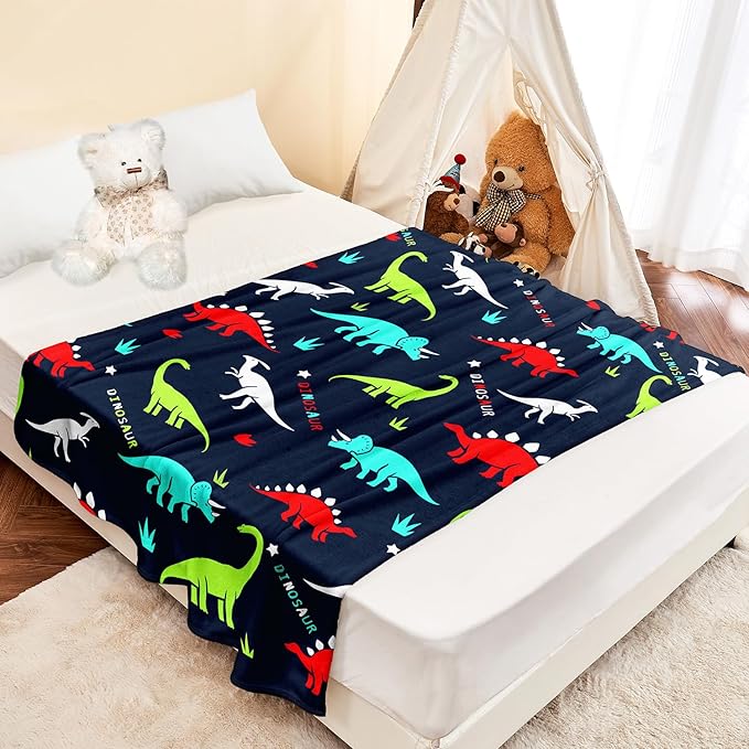 Wajade Dinosaur Blanket for Boys Soft Fleece Throw Kids Dino Blanket for Couch Sofa Bedroom Warm Blankets Birthday Gifts for Kids Boys Teen 60"x80"