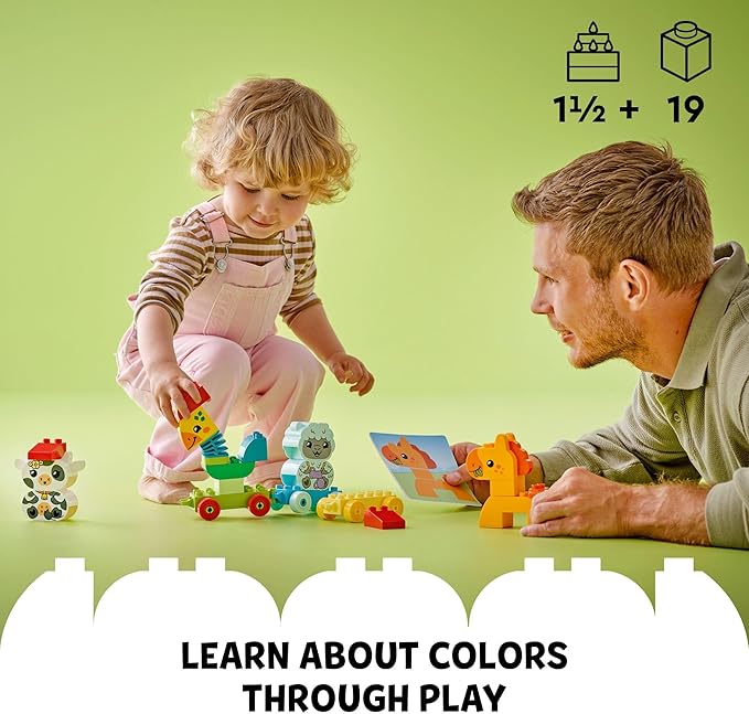 LEGO DUPLO My First Animal Train Building Set and Horse Toy, Educational Toy for Toddlers Ages 1-3 with 4 Animal Figures, Creative Nature Toy Birthday Gift for Preschoolers, 10412