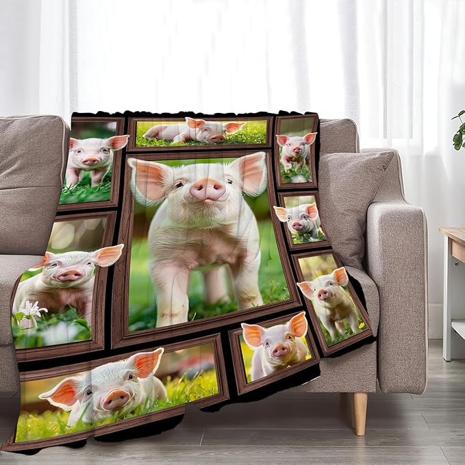 Pig Blanket Pig Gifts for Lovers Throw Blanket Stuff Cozy Plush Fleece Flannel Animal Blankets for Girls Boys Women Men 50"X40"