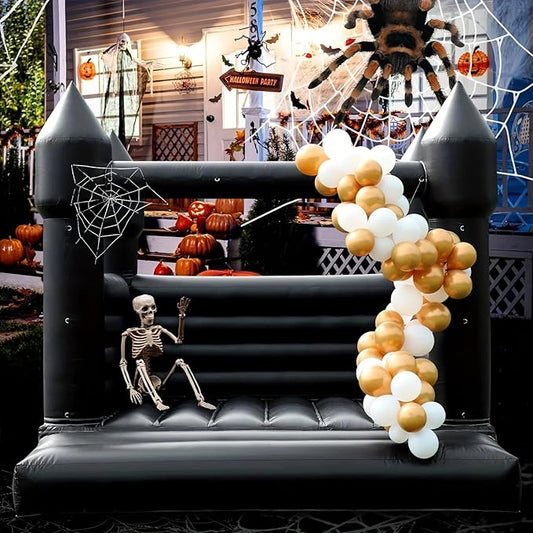 13x13ft Inflatable Halloween Bounce House for Adults & Kids - 100% PVC Commercial-Grade Black Bounce House, Spooky Halloween Theme for Backyard Parties, Halloween Events & Outdoor Gatherings