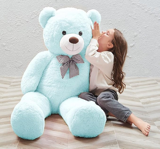 MorisMos Bow Tie Giant Teddy Bear 4 Feet, 47inch Big Teddy Bear Stuffed Animal Plush for Girlfriend, Boyfriend, Light Blue