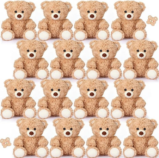 16 Pieces 8 Inch Bear Stuffed Animal Bulk for Birthday Baby Shower Soft Stuffed Bear Plush Toys Party Favors Animal Decorations for Christmas Party Gifts Supplies
