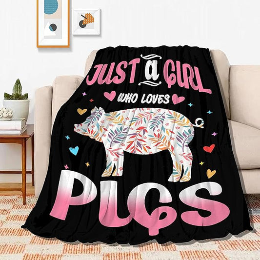 Just Girl Who Loves Pigs Blanket Soft Blankets and Throws Flannel Cozy Lightweight Quilt Gift Perfect for Bed Sofa Couch-40 x30 Extra Small for Pets