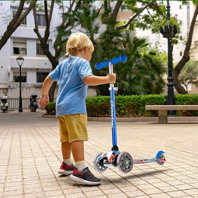 Kids Scooter, Children and Toddler 3 Wheel Kick Scooter for Boys & Girls Ages 2-5, LED Lighted Wheels and 3 Adjustable Height Handlebars, Lean-to-Steer