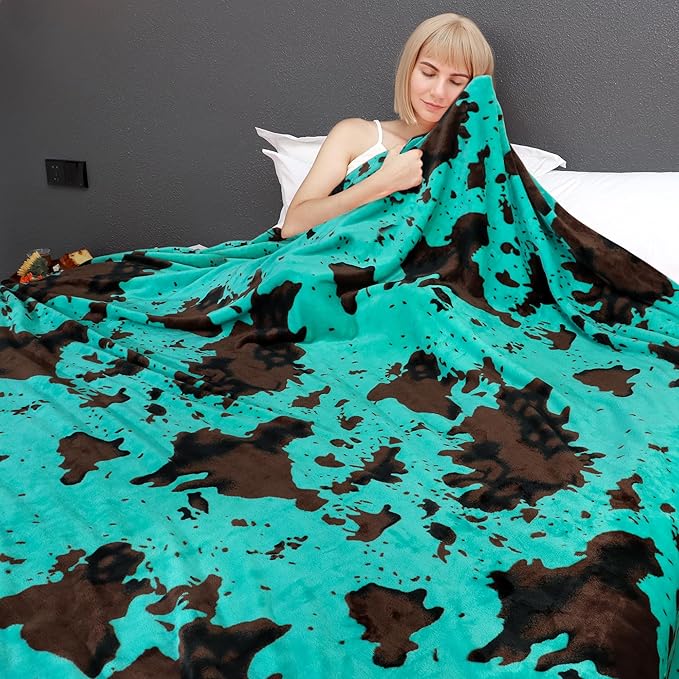 Oversized King Size Fleece Blanket Turquosie 90"x108" Lightweight Soft Cozy Teal Blue Decorative Flannel King Blanket for Bed Couch All Seasons