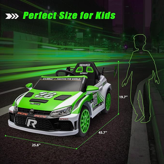 Kids Ride on Car with Parent Remote Control,12V Battery Powered Electric Vehicles for Kids Ages 3-8,Powerful Motor 3-Speed Sports Car Ride-on Toys w/Music,LED Lights,Suspension System (Green)…, Large