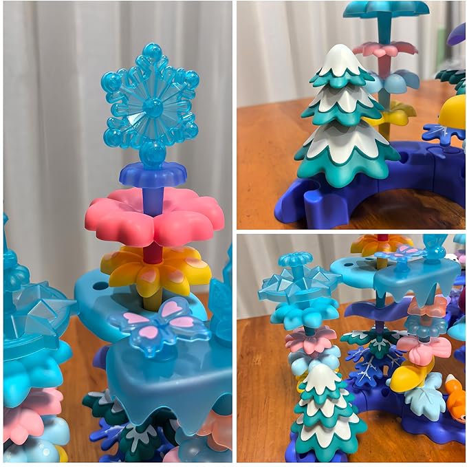 Toys for 3 4 5 6 Years Old Toddlers, Snow Garden Stacking Toys,40 PCS DIY Building Blocks, STEM Educational Preschool Kindergarten Toy, Christmas Birthday Easter Gift with Storage Bag