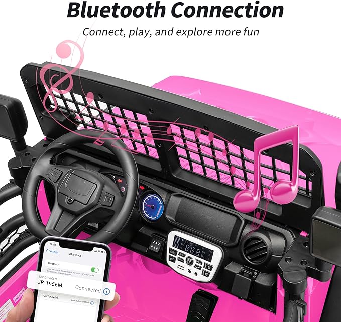 2 Seater Ride on Car Toy, 24V 4WD Electric Car for Kids 4-8 with Remote Control, 4x200W Motors, Capacity 110 lb - Pink