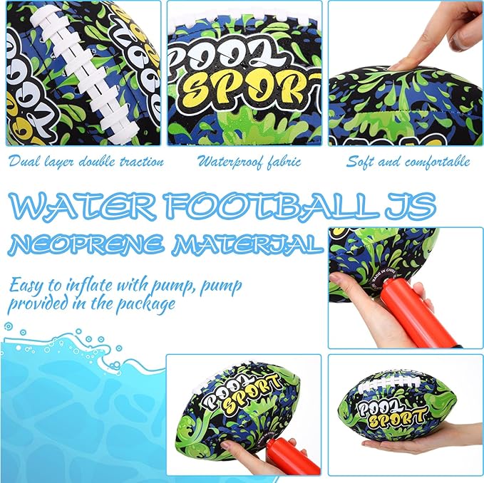 4 Pieces Swimming Pool Waterproof Football 9 Inch Summer Pool Toys Beach Outside Water Toys for Kids Teens Adults Water Swimming