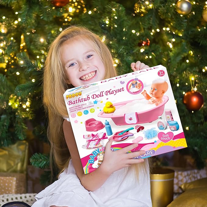 Baby Doll Care Toys, 30PCS Baby Dolls Bath Set & Doctor Kit, Pretend Play Baby Doll Set, Incl Bathtub, Bathrobe, ECG, Thermometer, Toddlers Toys Gifts for Age 3 4 5 6 Year Old Girls