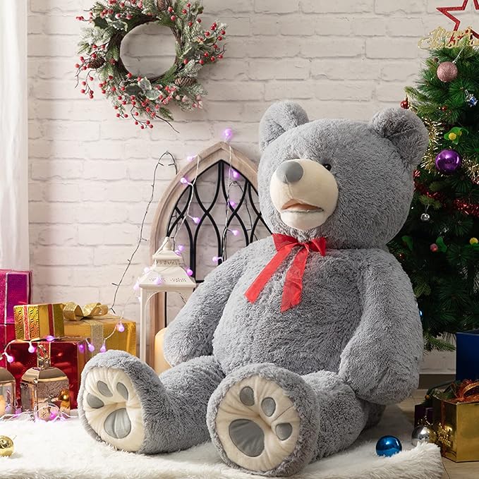 HollyHOME 5ft Giant Teddy Bear Stuffed Animal Huge Teddy Bear Plush with Big Footprints Valentines Gift 5 Feet Grey