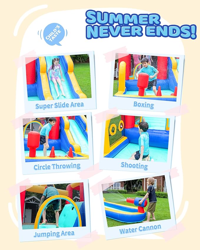 Doctor Dolphin Inflatable Bounce House with Air Blower, Bouncy Castle for Toddlers, Kids Jumping and Slide Castle for Indoor & Outdoor