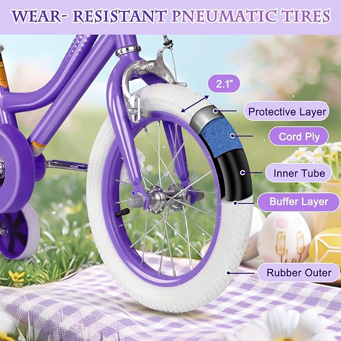 XJD Girls Bike for Toddlers and Kids Ages 2-12 Years Old,12 14 16 Inch Kids Bike with Training Wheels & Basket