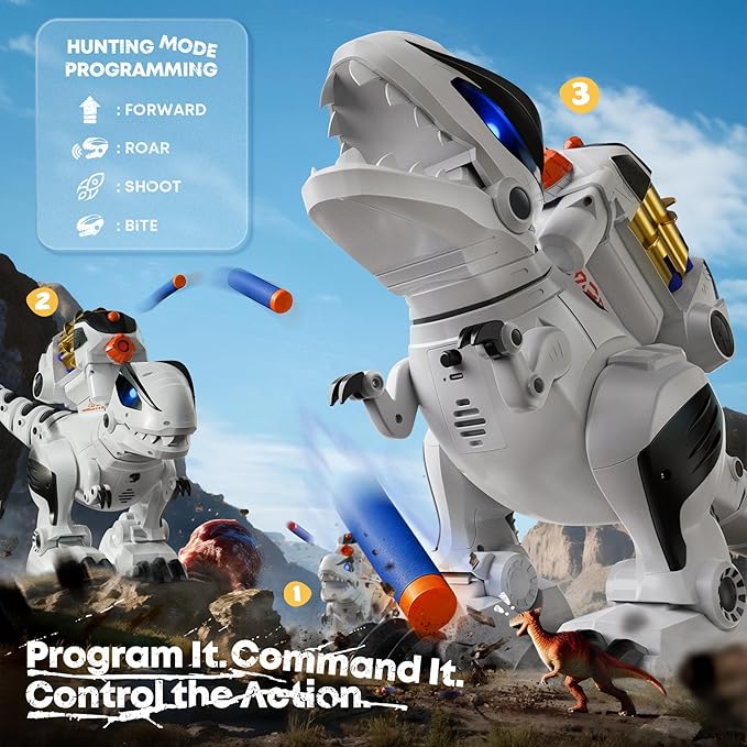 Ruko 8809 Remote Control Robot Dinosaur Toys for Kids, Large Rechargeable Toys, STEM Programmable Interactive with Sound Effects, Birthday Gifts for Boys & Girls Age 3 4 5 6 7 8