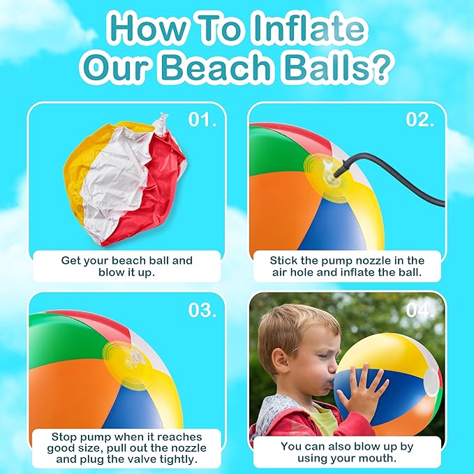 23 Pcs Rainbow Beach Balls Bulk Variety Pack - (10) 5-inch, (10) 12-inch, (3) 20-inch Sizes Large Beach Ball - Inflatable Vinyl Pool Toys for Kids, Themed Party & Pool Party Decorations