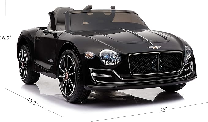Licensed Bentley EXP12 Kids Ride on Toy Car, 12V Battery Powered Children Electric 4 Wheels w/Parent Remote Control, Foot Pedal, 2 Speeds, Music, Aux, LED Headlights (Black)