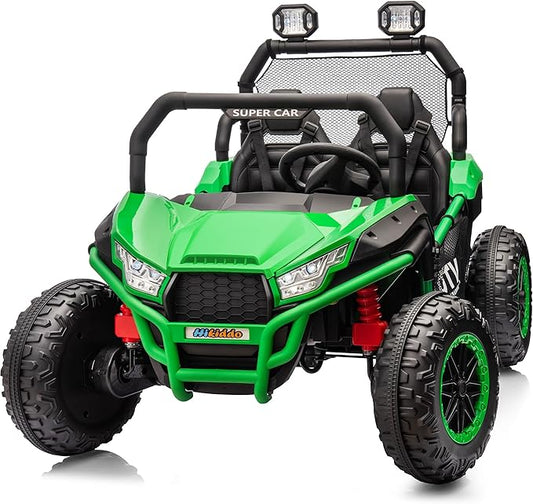 24V Kids UTV, 4WD 2 Seater Ride-on Toy Electric Car for Big Kids with Remote Control, 2WD/4WD Switchable, 4x200W Motor - Army Green