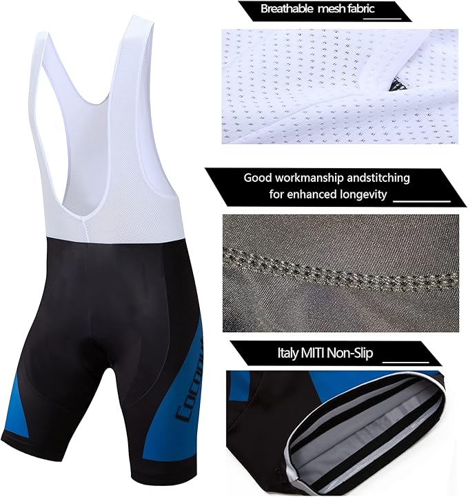 Coconut Ropamo CR Men's Cycling Jersey Set Road Bike Jersey Zipper Pocket Bib Shorts with 4D Padded Cycling Clothing Set