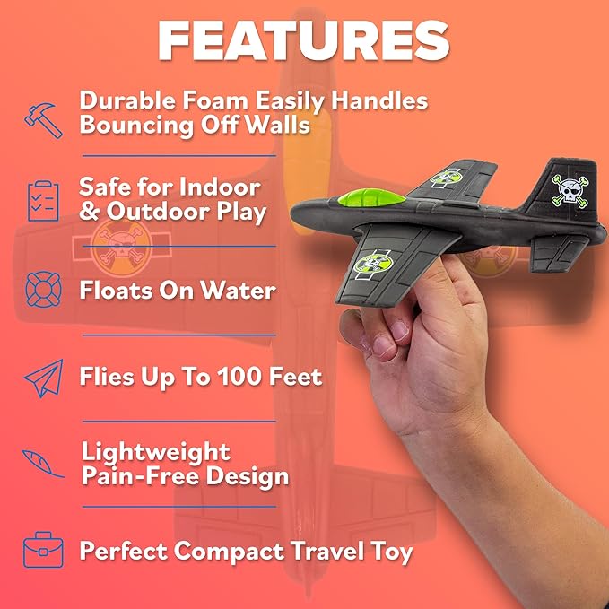 Toy Airplane For Kids - Boo Basket Stuffers for Kids - Durable EVA Foam Plane - Air plane Toy Stocking Stuffers - Small Gifts For Boys & Girls 2025 Foam Glider Plane - Fun Kid Glider Airplanes Toys