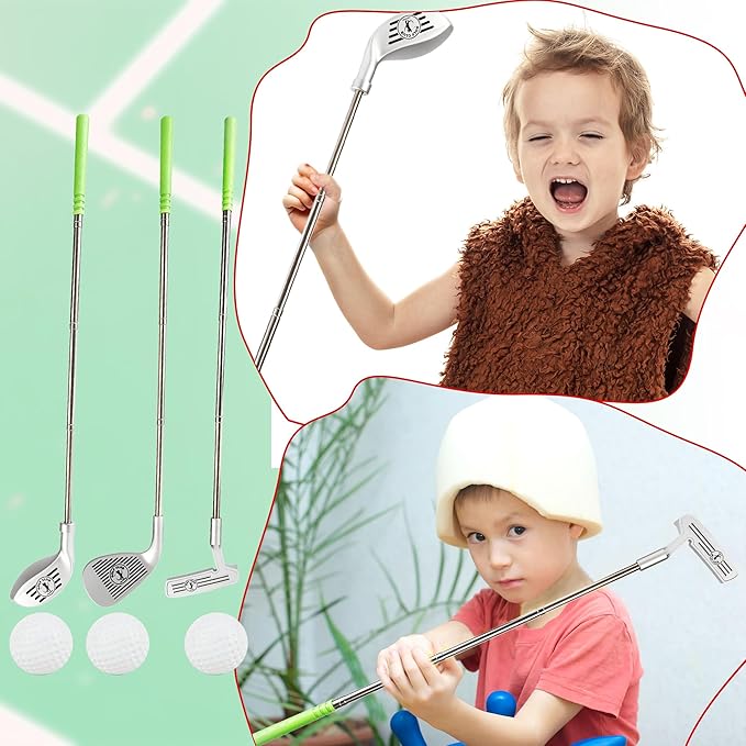 24 Pcs Kids Golf Clubs Kit Includ 6 Retractable Golf Clubs for Children Toddlers Boys Girls Adjustable Mini Golf Set Outdoor Indoor Sports Toys Birthday