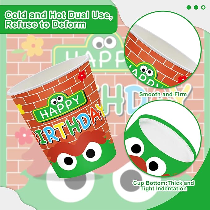 147PCS Cookie Party Supplies for Baby Birthday Party Street Themed Tableware Set Napkin Cups Forks Knives for 20 Guests