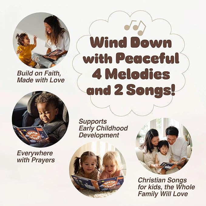 Sleep with Jesus – Bedtime Books for Toddlers, Lullabies for Babies, 4 Hymn Melodies and 2 Prayer Songs, Christmas Toys for Toddlers, Christian Music for 18m+