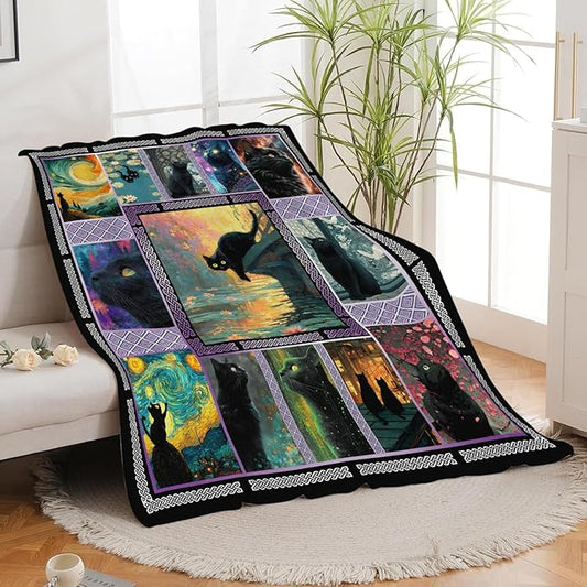 Cat Throw Blanket Cat Stuff Gifts for Kids Girls Boys Adults Women Men Soft Cozy Warm Plush Fluffy Fuzzy Fleece Blanket Decor 60''X80''