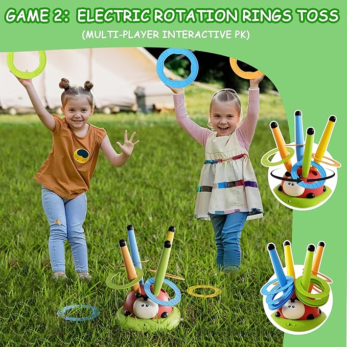 Powza 5 in 1 Musical Jump Toys, Toss Ring Game Stomping Launch Rocket Launcher for Kids, Obstacle Avoidance & Jump Squating Toy Games Remote Control Outdoor & Indoor Toys for Ages 4-8 8-13
