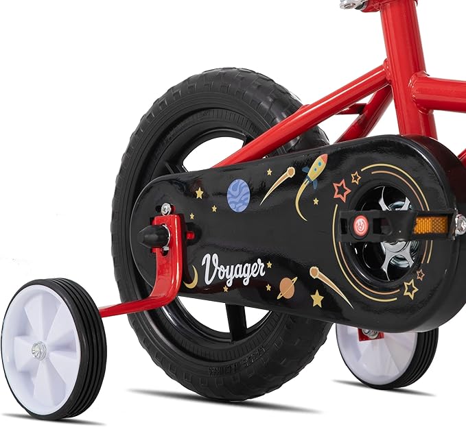 KEANO Voyager 10 12 Inch Kids Bike for Boys and Girls Ages 1-4 Years, Toddler Bike with Training Wheels & Basket, Detachable Parent Push Handle, Children Bicycle