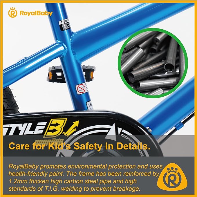 RoyalBaby Kids Bike EZ Balance to Pedal Dual Handbrake Toddlers Boys Girls Bicycle 12-20 Inch for Age 3-10 Years