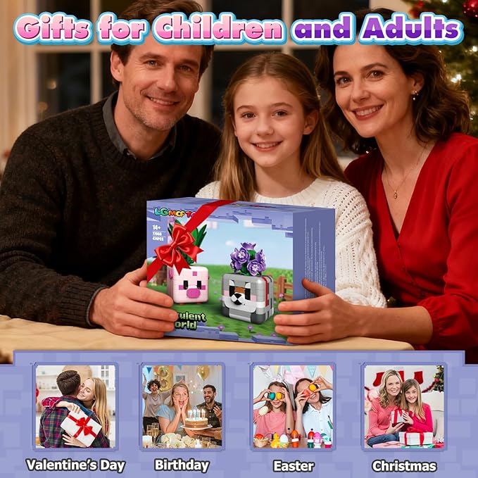 Botanicals Flowers Building Blocks Toys for Kids - Boys, Girls, Adult Desk and Room Decor Displays - Christmas Stocking Stuffers and Birthday Gifts