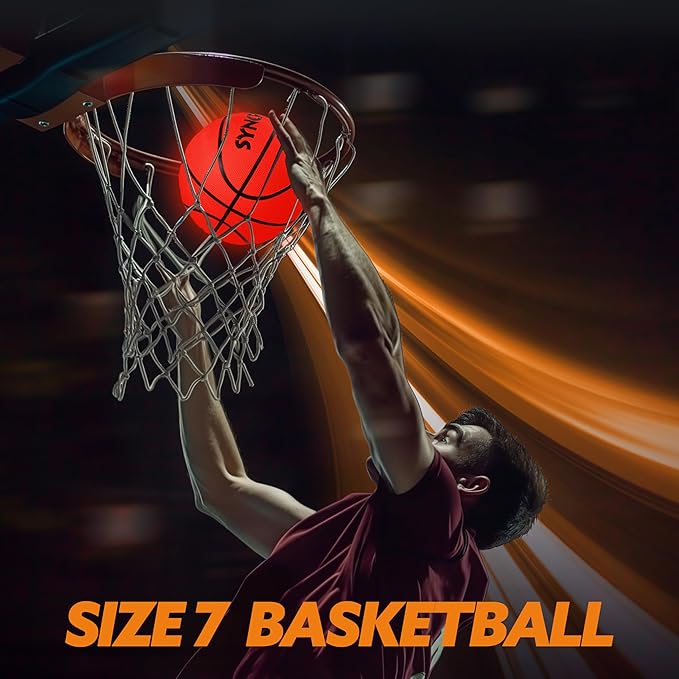 SYNCFUN Glow in The Dark Basketball Size 7, Light Up Basketball for Night Games, Cool Birthday Gift for Boys Age 7-12, Teen Outdoor Sports Toy Halloween