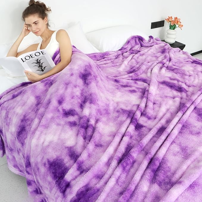 Fleece Throw Blanket Cozy Soft Lightweight Throw Blankets Warm Plush Purple Fall Blankets and Throws Couch Sofa Bed Camping Travel Picnic Outdoor Blanket Bedding Kid Baby Boys Girls Adults 60x80 in