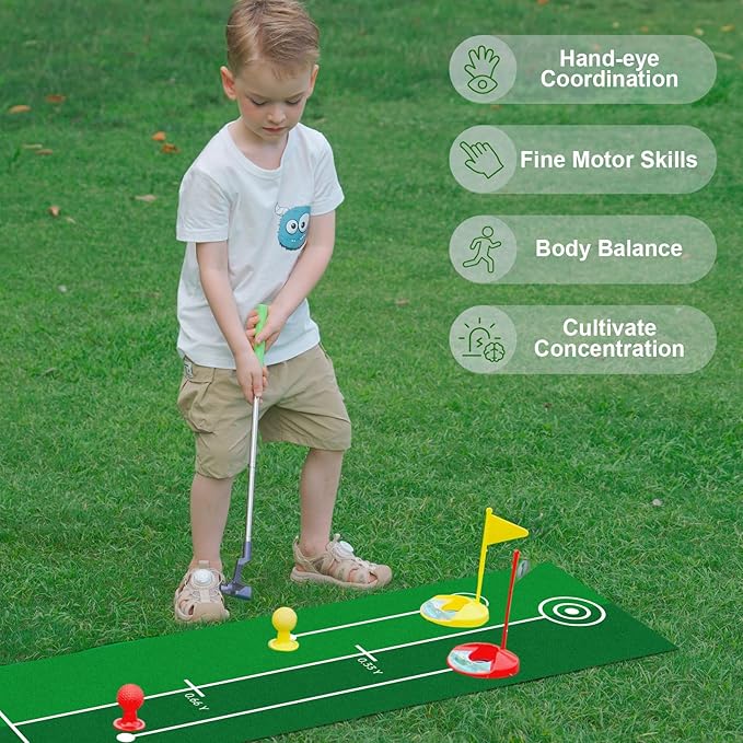 Liberry Toddler Golf Set for 3 4 5 6 Years Old Boys Girls, Adjustable Kids Golf Clubs Set with Putting Mat & Storage Bag, Outdoor Indoor Sports Toys Christmas Birthday Gifts