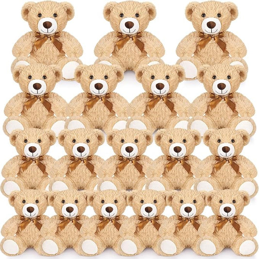 Zhanmai 18 Pcs 14 Inch Bears Stuffed Animal Bulk Gift Plush Bear Toys for Birthday Wedding Baby Shower Party Favor(Light Brown)