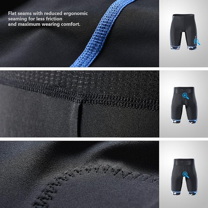 MY KILOMETRE Mens Triathlon Shorts with Adjustable Drawstring Easy Reach Leg Pockets Chamois for Long-Distance Tri Race