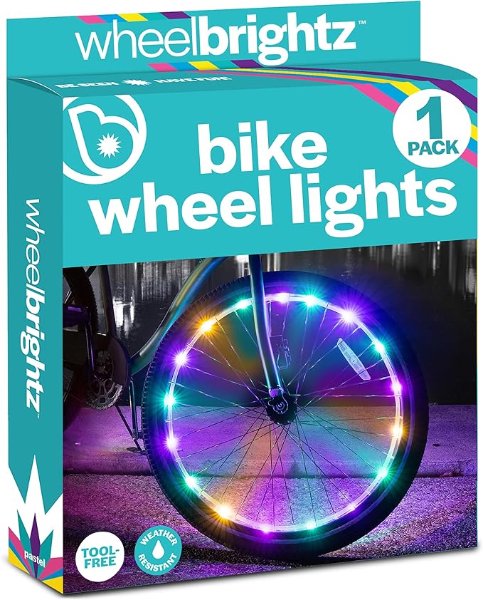 Brightz WheelBrightz LED Bike Wheel Lights - 2025 Edition with Superior Straps & LED-Weatherproof Shield! 14 Colors - Unmatched Durability, Visibility & 48+ Hours of Dazzling Illumination