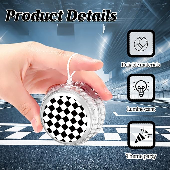 24 Pack Racing Car-Themed LED Light Up Yo Yo Balls Party Favors, Back to School Gifts, LED Lighted Yo Yo Bulk Toys for Boys Girls Birthday Classroom Rewards