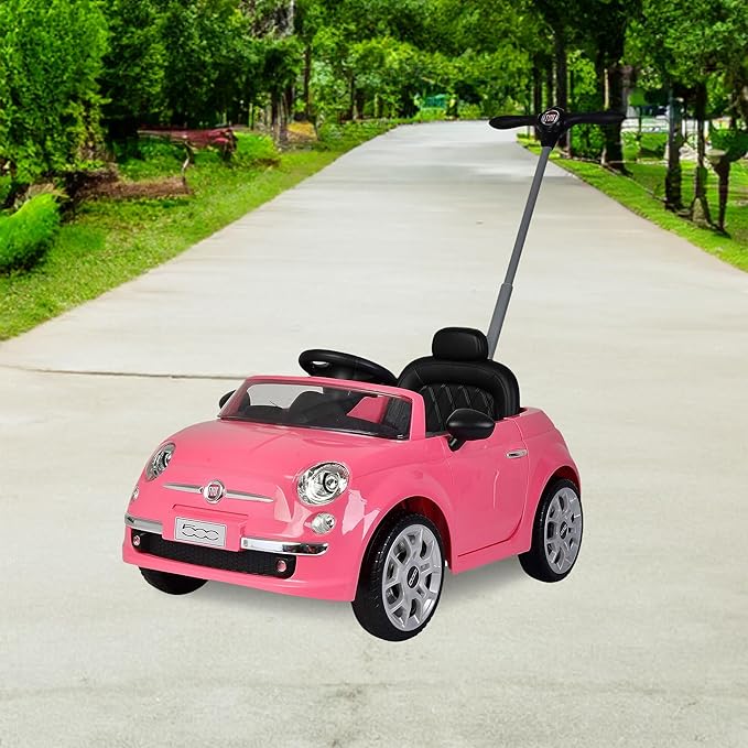 Best Ride On Cars Fiat 500 Push Car, Pink, Large