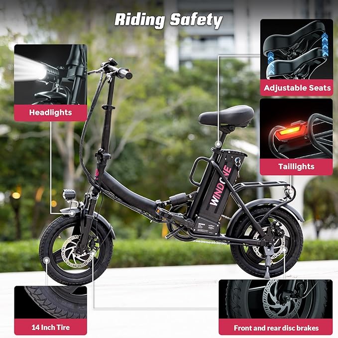 S14/S16 Electric Bike for Adults, Max 19/22 MPH Speed & 28/50 Miles Range (PAS), 500W/750W Peak Motor, Foldable, Lightweight, Shock Absorbers, UL 2849 Certified Ebike