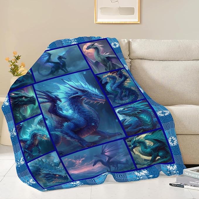 Dragon Throw Blanket Dragon Stuff Gifts for Kids Girls Boys Adults Women Men Soft Cozy Warm Plush Fluffy Fuzzy Fleece Blanket Decor 40''X50''