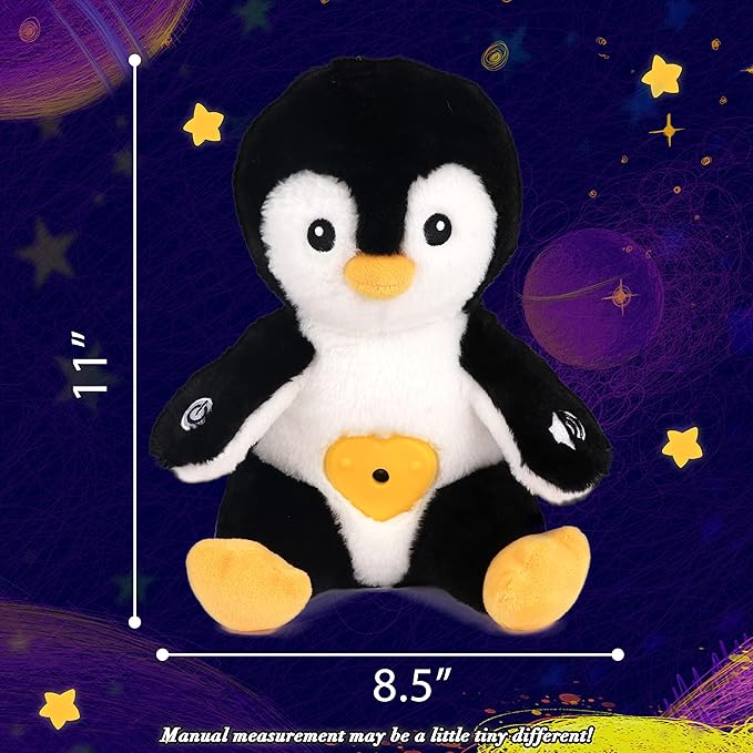 Cuteoy Plush Penguin Star Projector Musical Adjustable Singing Night Light Stuffed Animals Glowing Plushies Toy Gifts for Kids Birthday Easter Christmas,11''